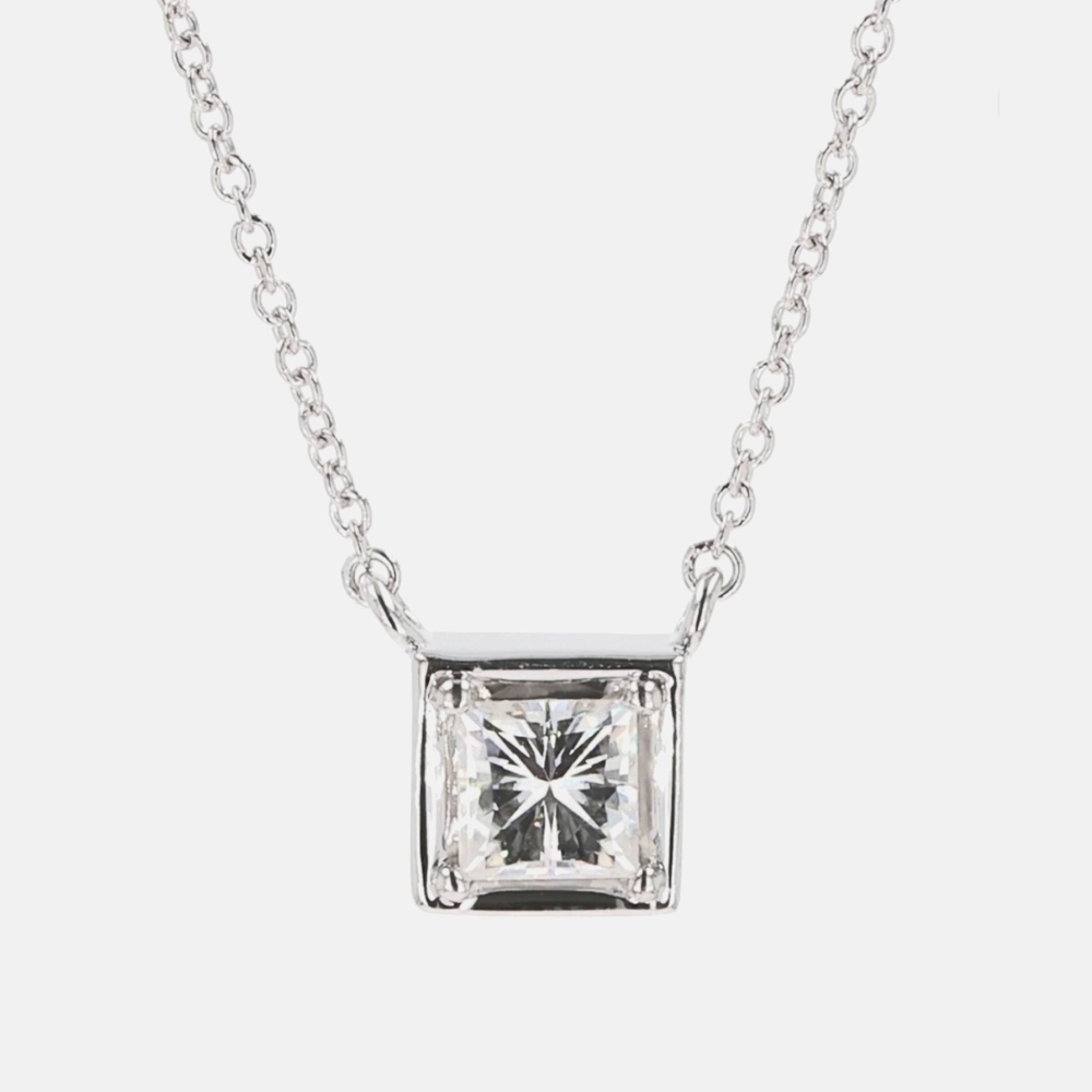 Brand New Genuine Moissanite Square Setting Necklace.